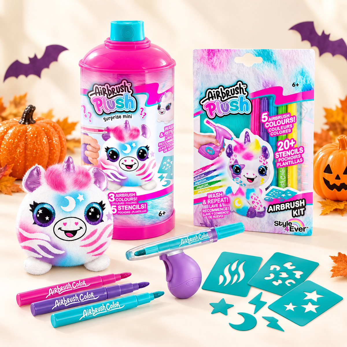 Halloween Special – Airbrush Plush Mystery Mini mit Airbrush Art Refill Kit Bundle