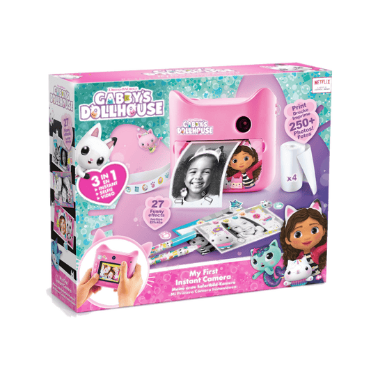 Gabby y La Casa Mágica - Mi primera Cámara de Fotos de Impresión Instantánea sin Tinta con 4 Rollos de Papel y 4 Rotuladores - My First Instant Camera Gabby's DollHouse - GABB 005 - CanalToys
