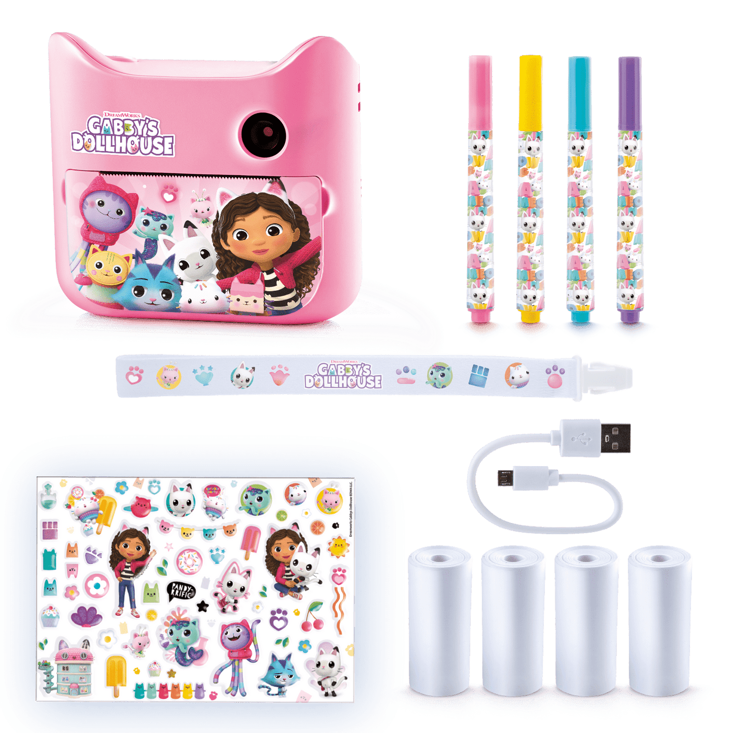 Gabby y La Casa Mágica - Mi primera Cámara de Fotos de Impresión Instantánea sin Tinta con 4 Rollos de Papel y 4 Rotuladores - My First Instant Camera Gabby's DollHouse - GABB 005 - CanalToys