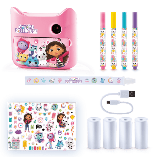Gabby y La Casa Mágica - Mi primera Cámara de Fotos de Impresión Instantánea sin Tinta con 4 Rollos de Papel y 4 Rotuladores - My First Instant Camera Gabby's DollHouse - GABB 005 - CanalToys