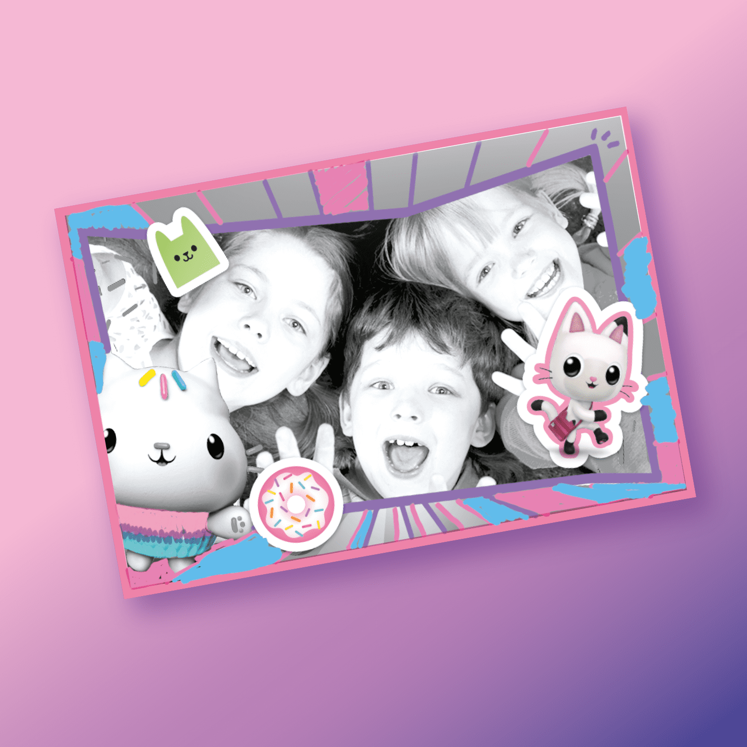 Gabby y La Casa Mágica - Mi primera Cámara de Fotos de Impresión Instantánea sin Tinta con 4 Rollos de Papel y 4 Rotuladores - My First Instant Camera Gabby's DollHouse - GABB 005 - CanalToys