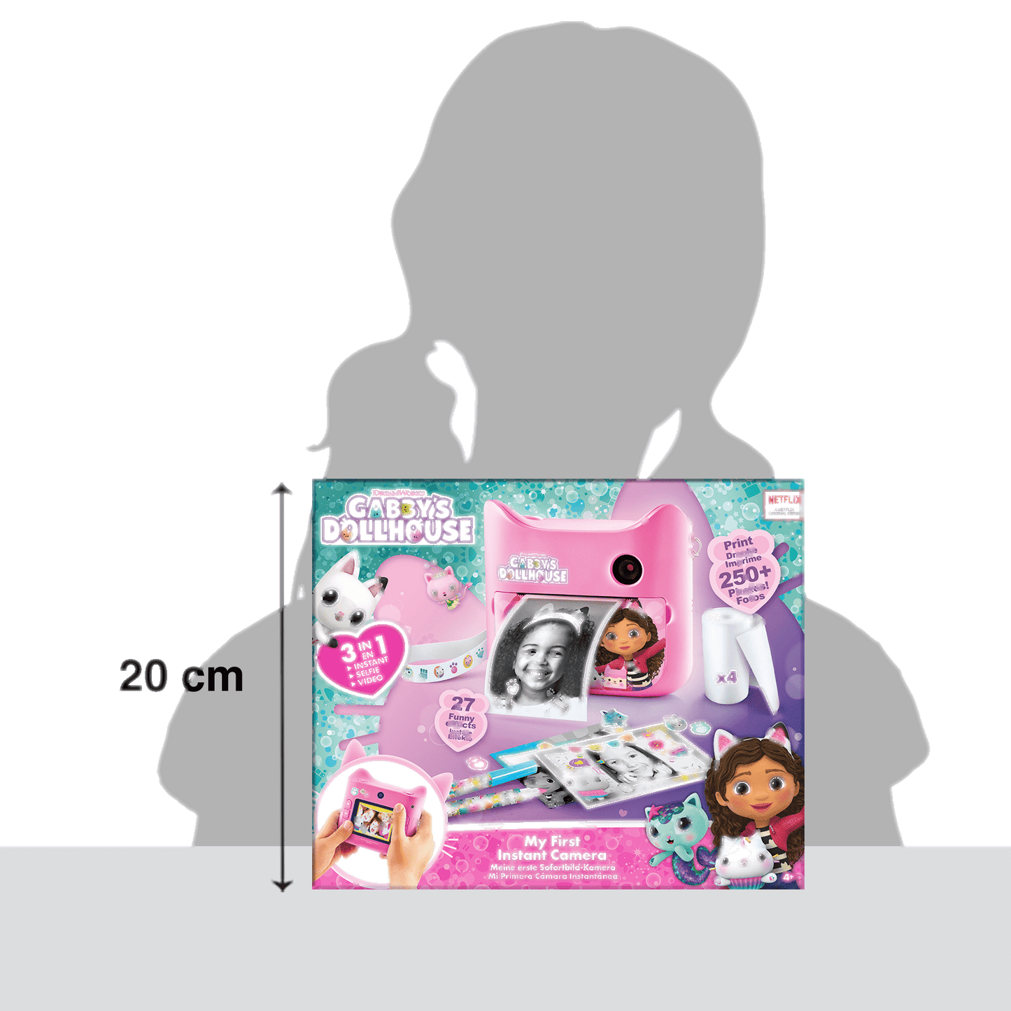 Gabby y La Casa Mágica - Cámara de Fotos de Impresión Instantánea sin Tinta con 4 Rolos de Papel y 4 Rotuladores  - PPC 037 - CanalToys