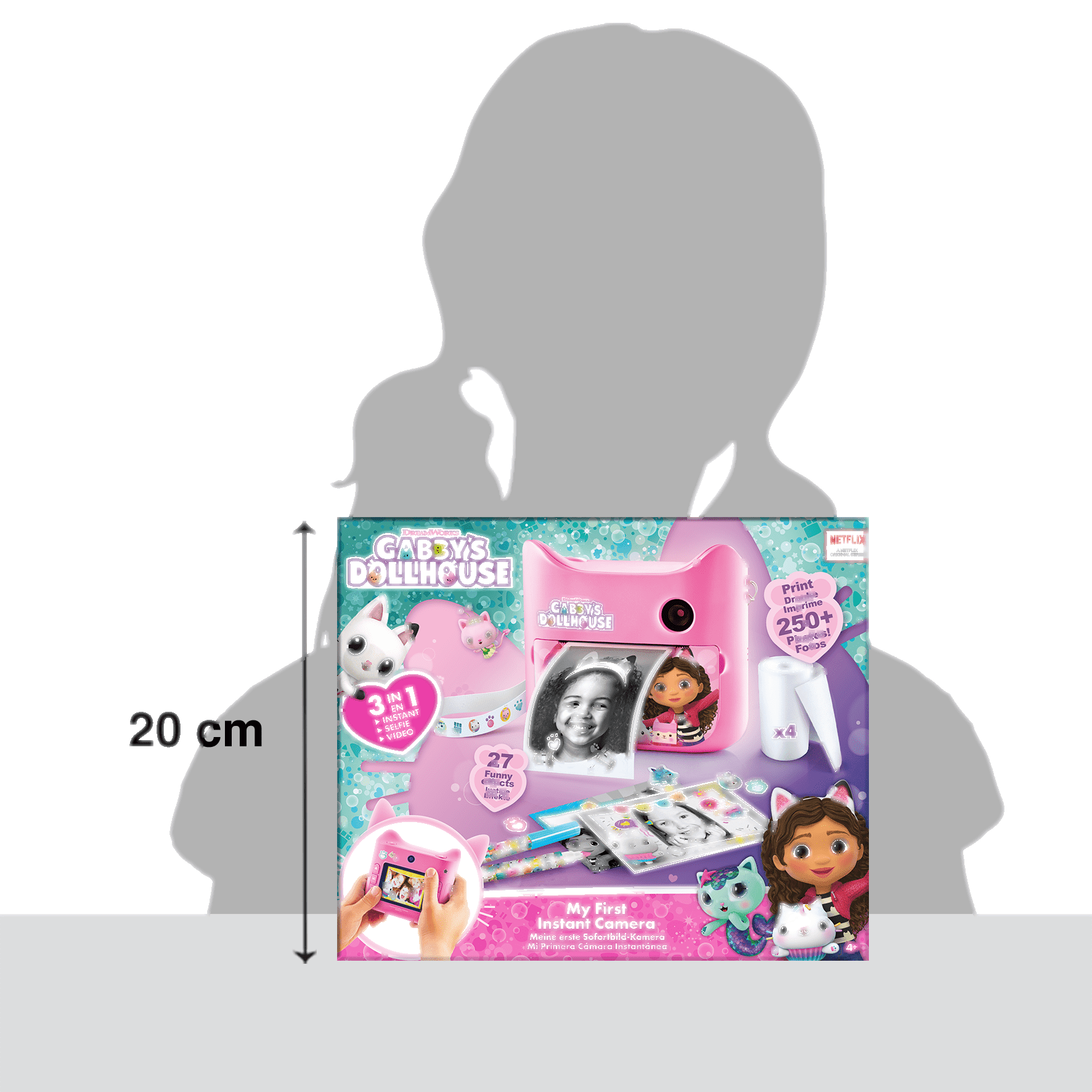 Gabby y La Casa Mágica - Cámara de Fotos de Impresión Instantánea sin Tinta con 4 Rolos de Papel y 4 Rotuladores  - PPC 037 - CanalToys