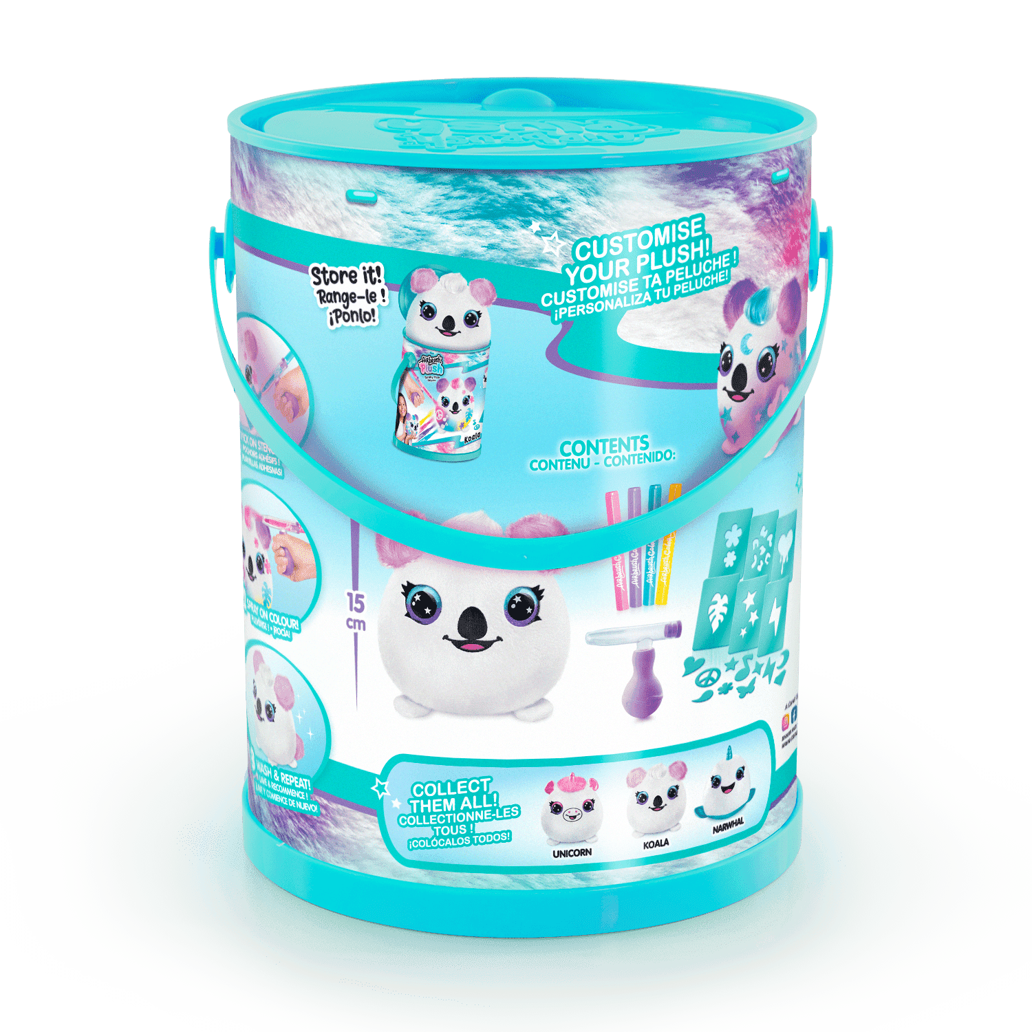 Cubo de Colorea tu Mascota - Colour your Plush Bucket - Airbrush Plush - Style 4 Ever - OFG266 - CanalToys