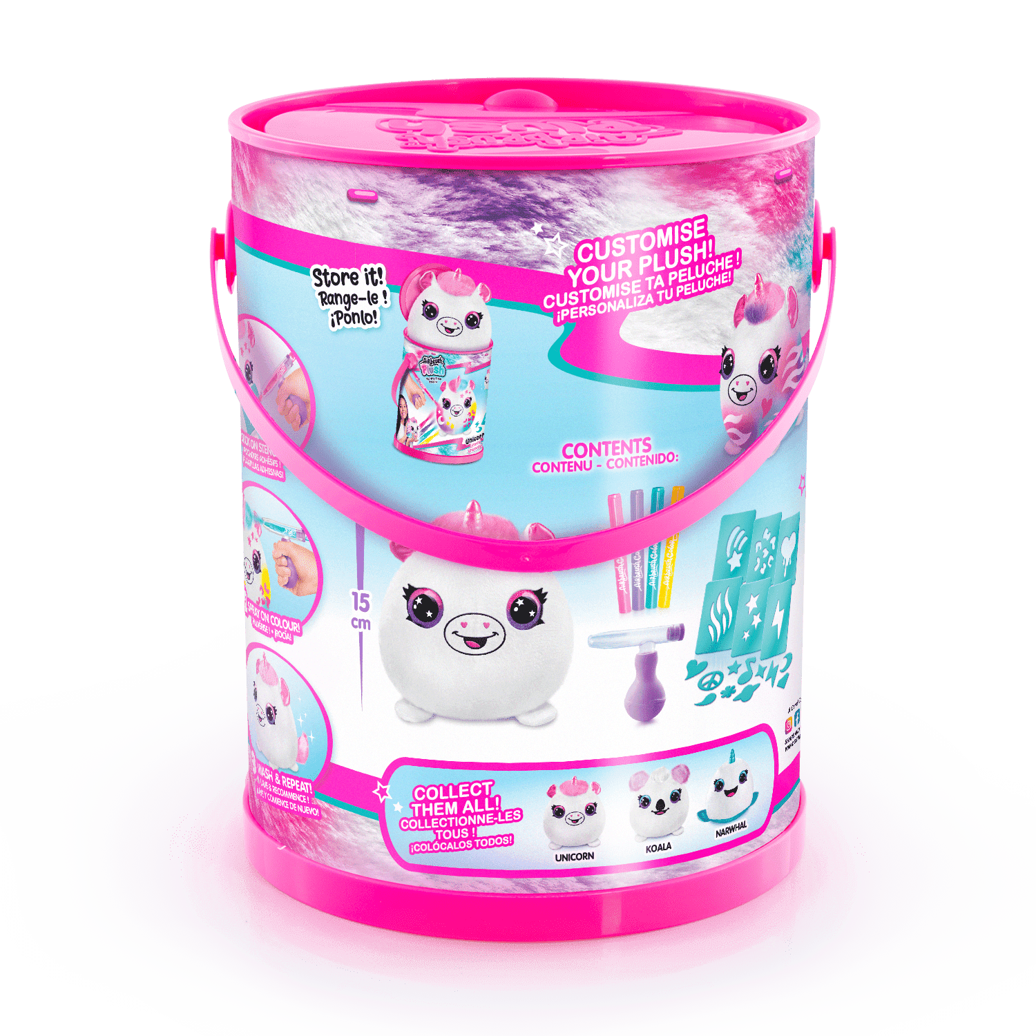 Cubo de Colorea tu Mascota - Colour your Plush Bucket - Airbrush Plush - Style 4 Ever - OFG266 - CanalToys
