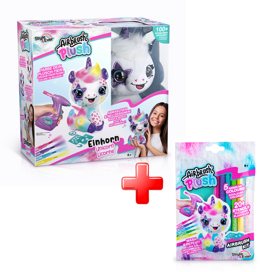 Airbrush Plush Unicorn + Refill Bundle