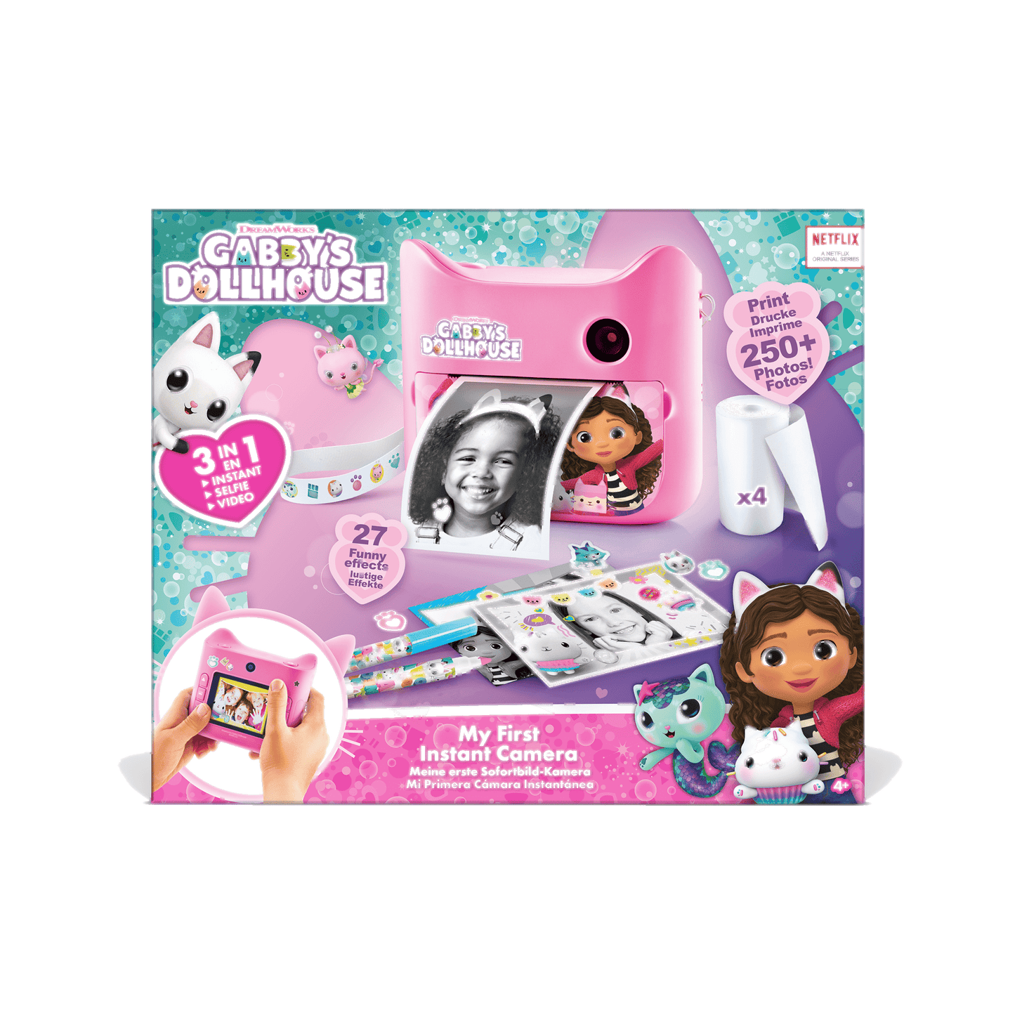 Gabby y La Casa Mágica - Cámara de Fotos de Impresión Instantánea sin Tinta con 4 Rolos de Papel y 4 Rotuladores  - PPC 037 - CanalToys